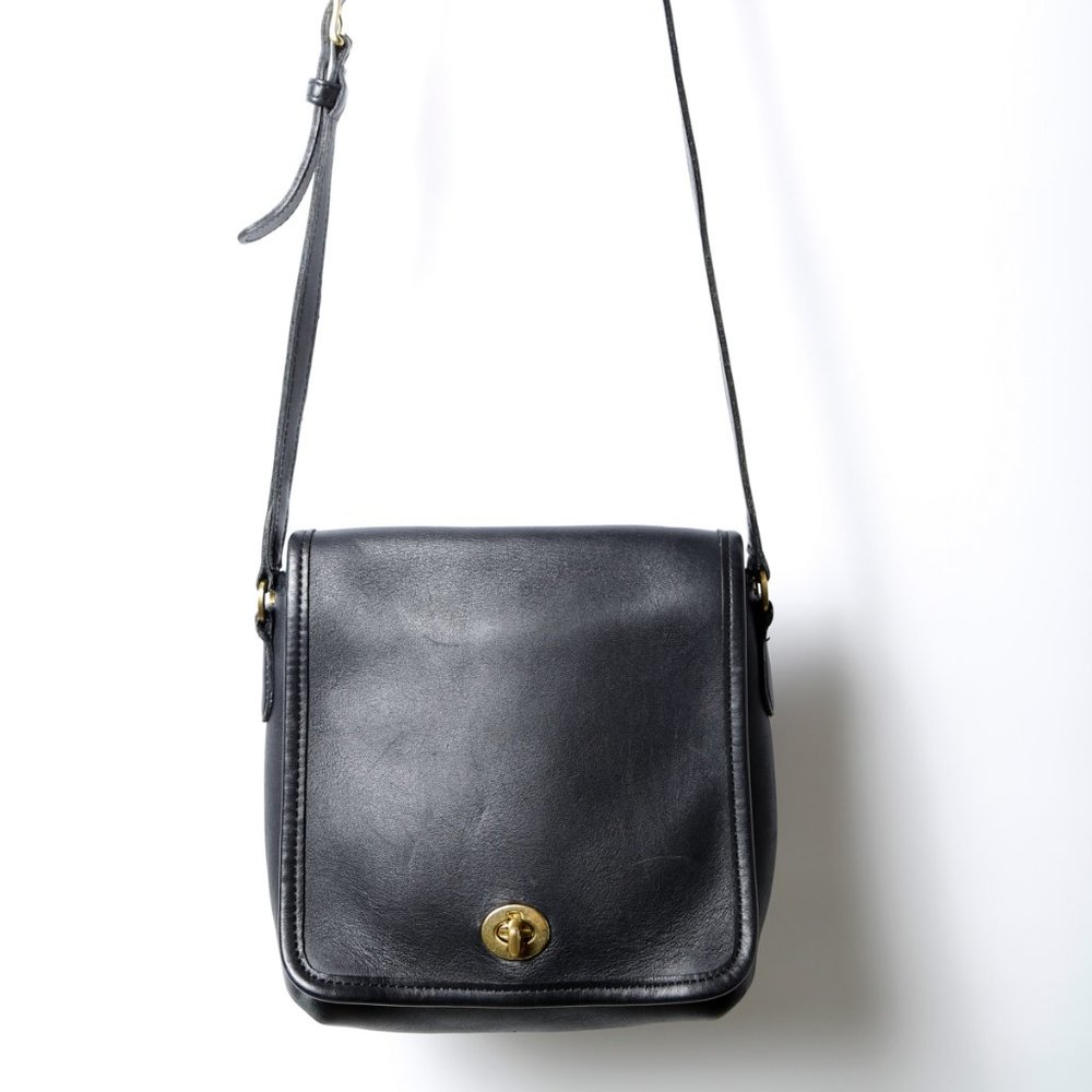 Vintage Coach Black Leather Crossbody